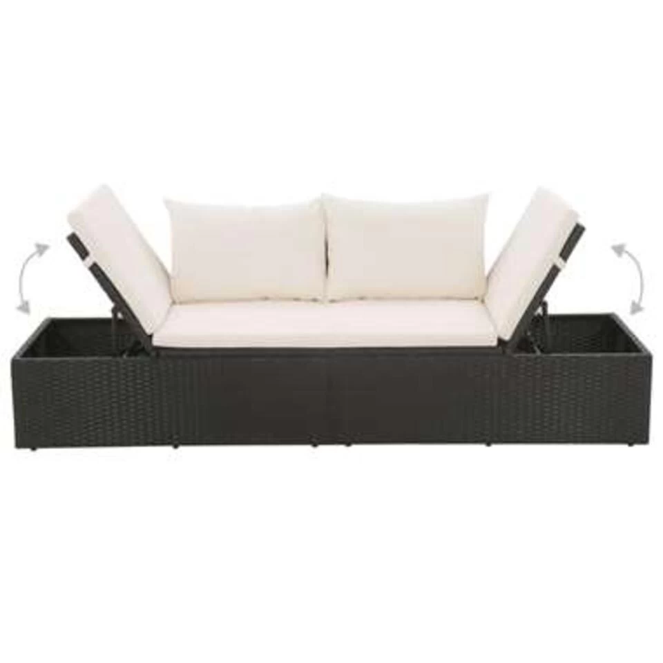 VidaXL Tuinbed 195x60 Cm Poly Rattan Zwart - Afbeelding 4