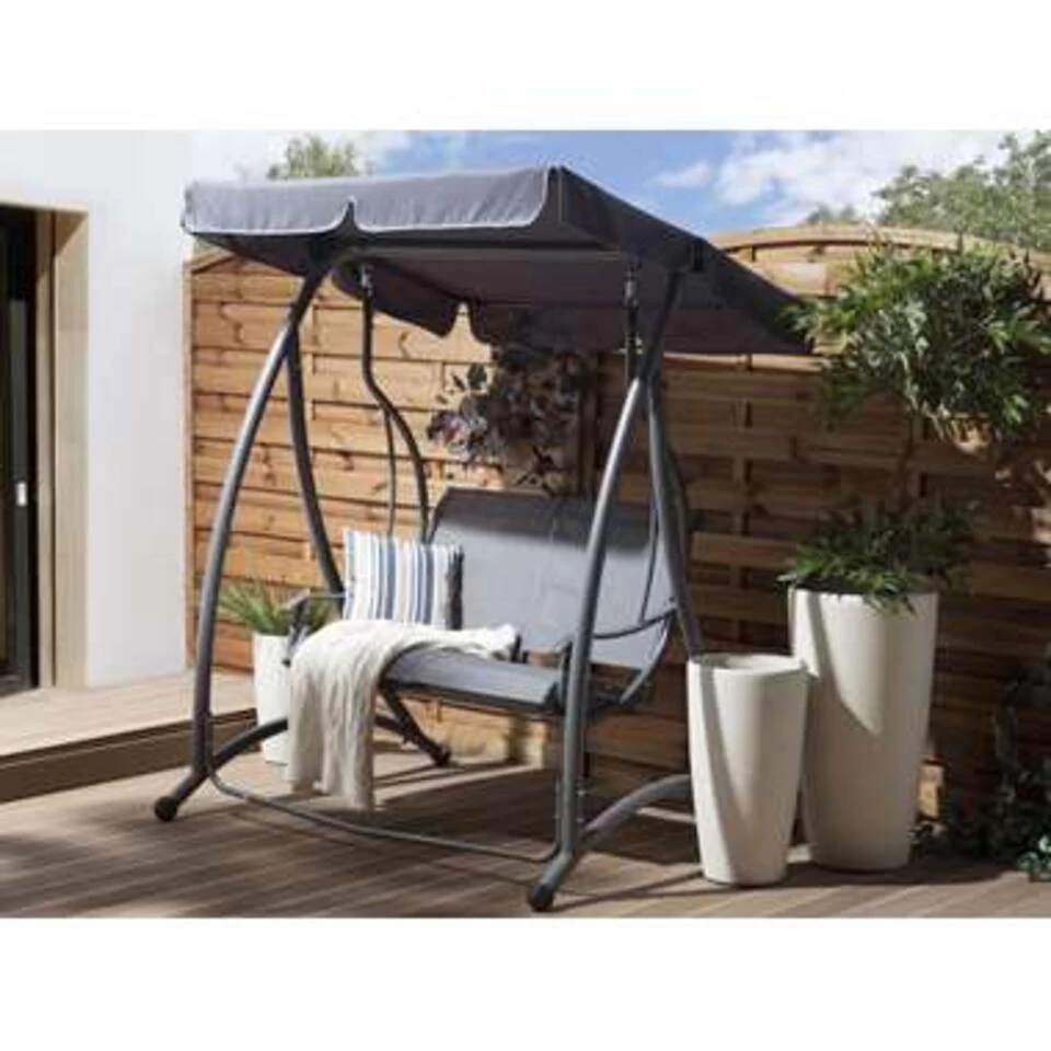 Beliani Schommelbank TESERO - Grijs Staal - Afbeelding 2