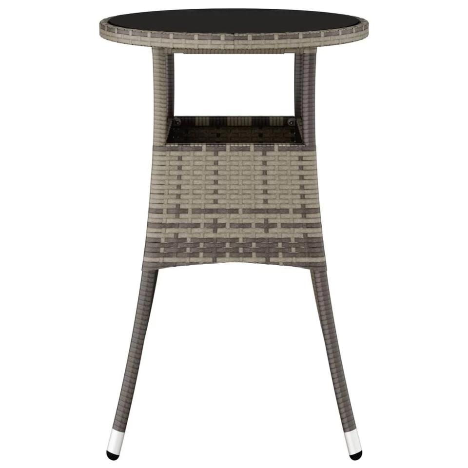 VidaXL Tuintafel Ø60x75 Cm Gehard Glas En Poly Rattan Grijs - Afbeelding 4