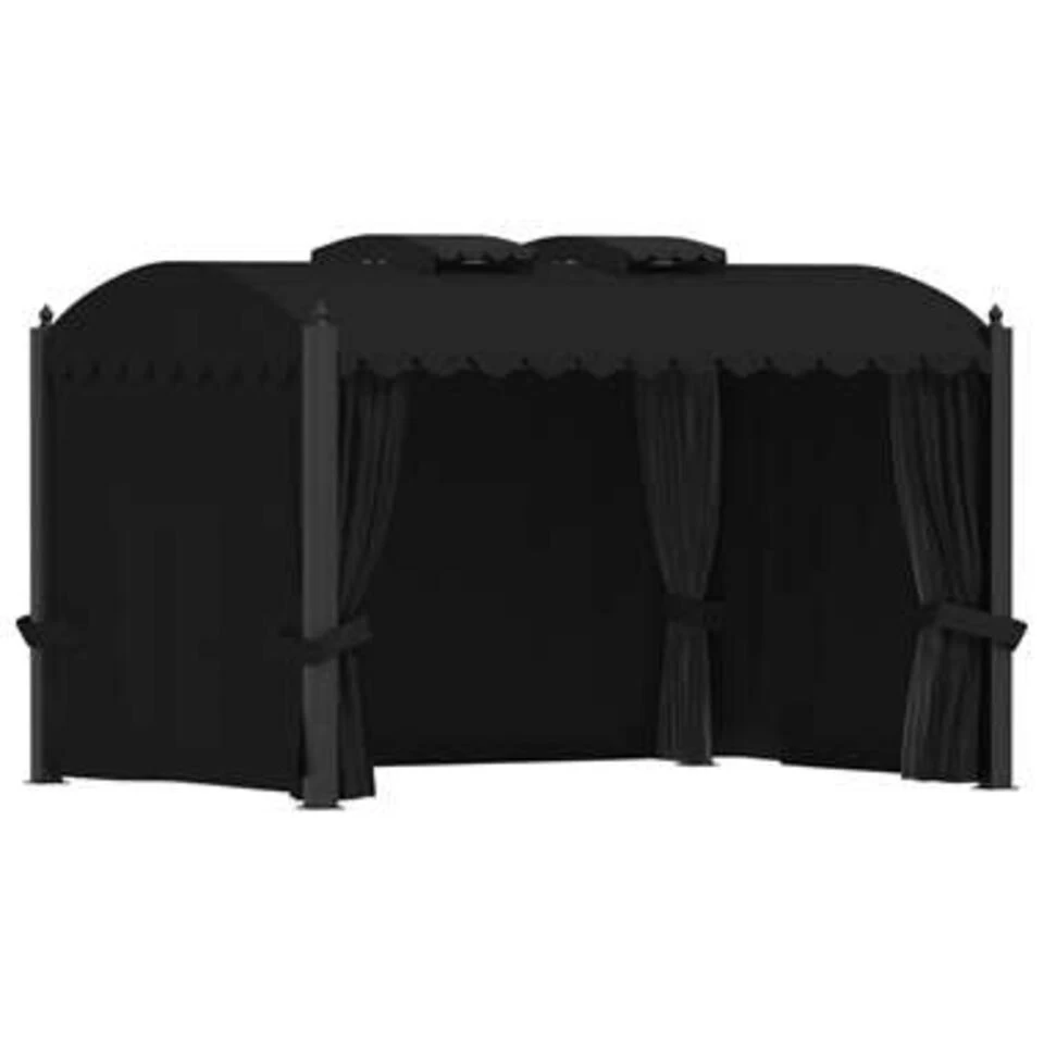 VidaXL Prieel Met Gordijnen 3x4 M Staal Antraciet - Afbeelding 4