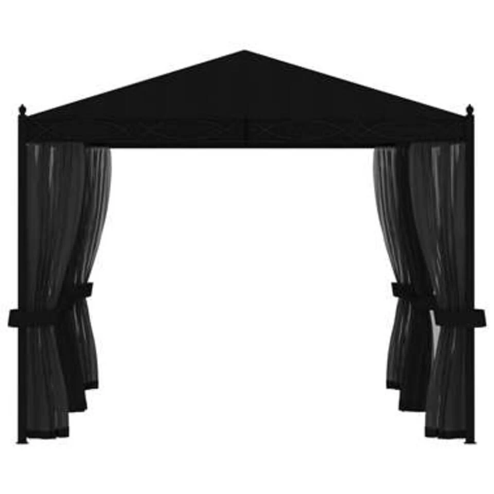 VidaXL Prieel Met Horren 3x4 M Staal Antraciet - Afbeelding 4