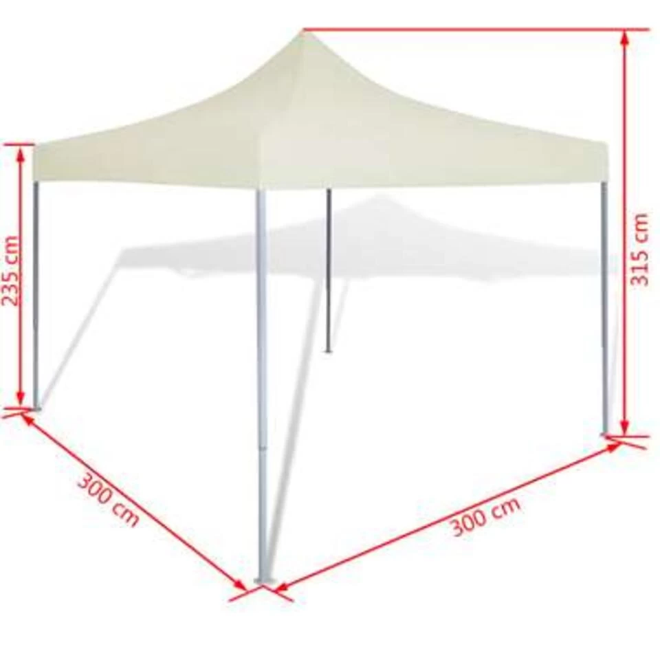 VidaXL Partytent Inklapbaar 3x3 M Crème - Afbeelding 4
