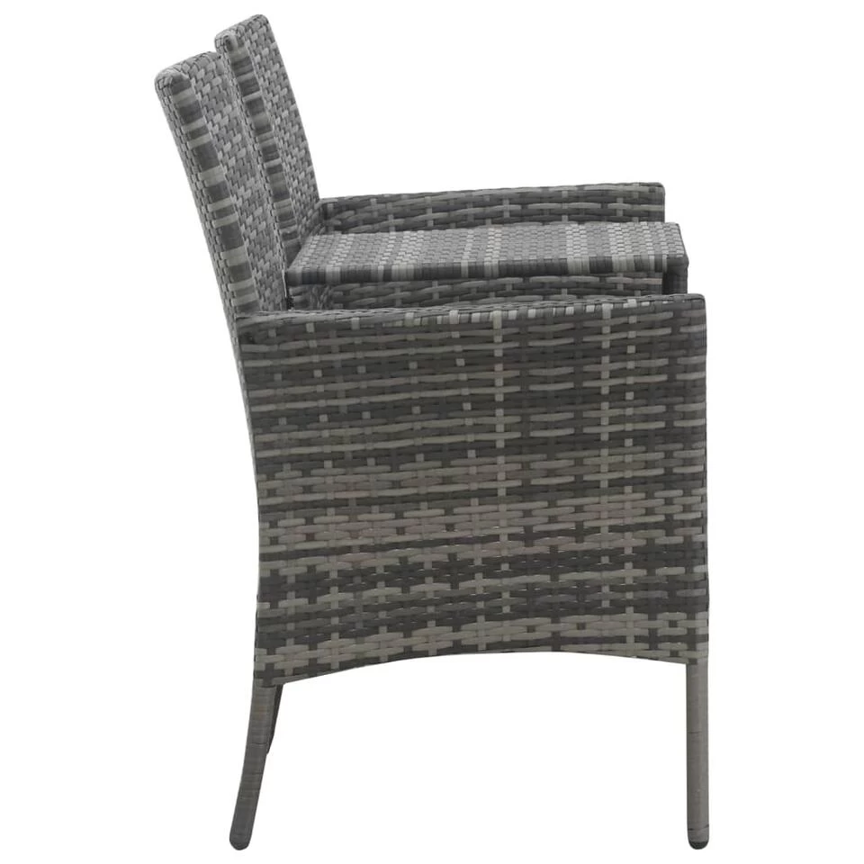 VidaXL Tuinbank 2-zits Met Tafeltje Poly Rattan Antraciet - Afbeelding 3