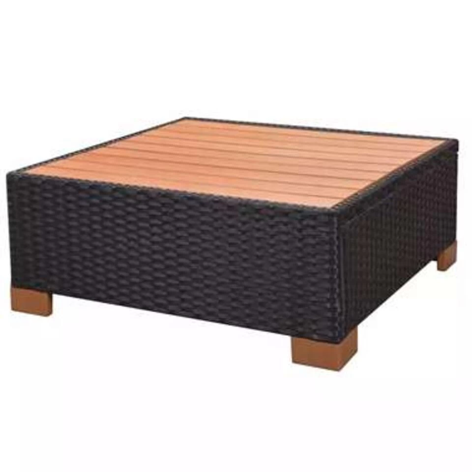 VidaXL 7-delige Loungeset Met Kussens Poly Rattan Zwart - Afbeelding 2