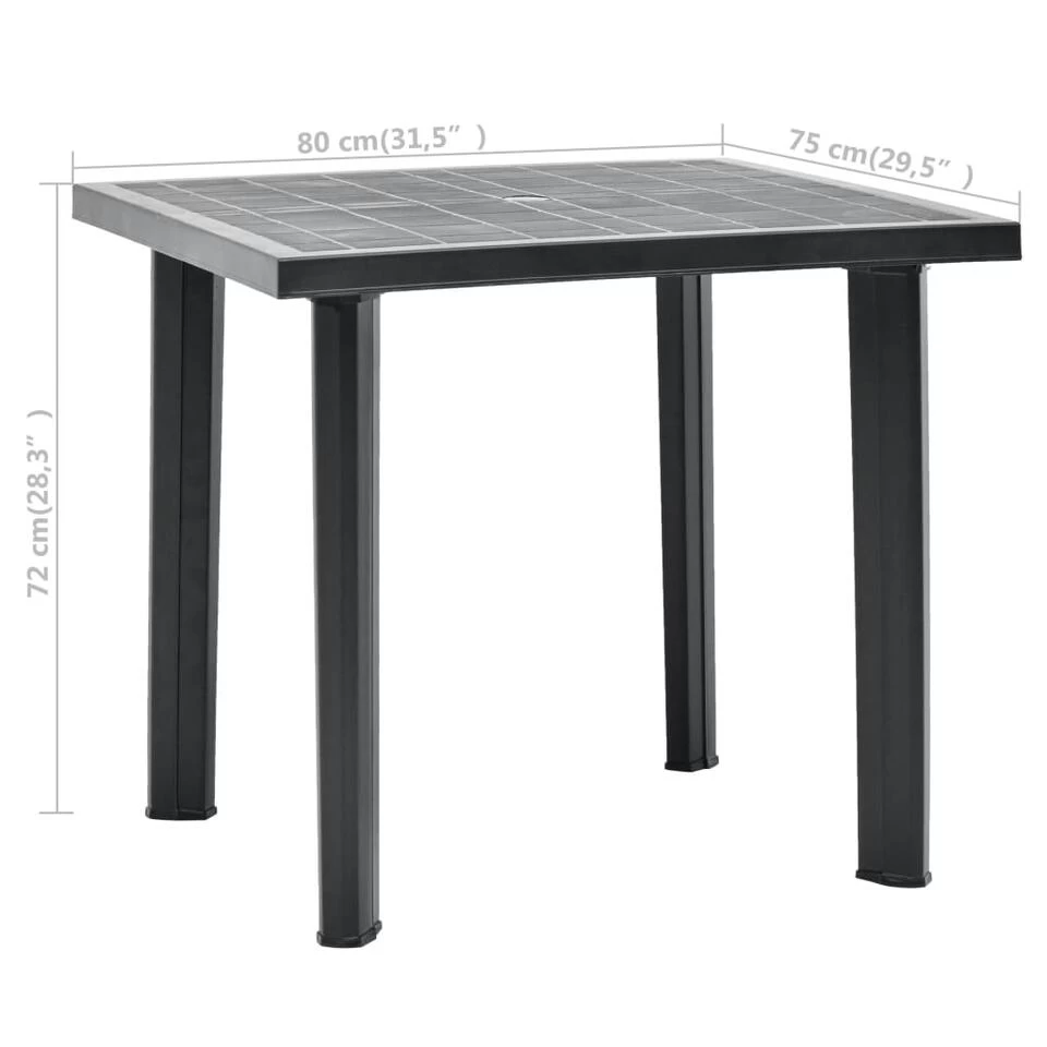VidaXL Tuintafel 80x75x72 Cm Kunststof Antraciet - Afbeelding 4