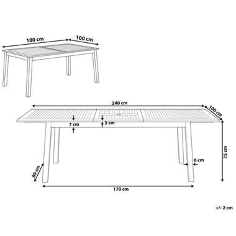 Beliani Verlengbare Tafel CESANA - Lichte Houtkleur Acaciahout - Afbeelding 2
