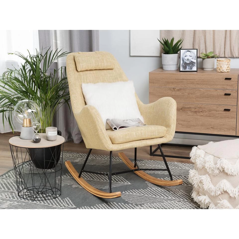 Beliani Schommelstoel ARRIE - Geel Polyester - Afbeelding 2