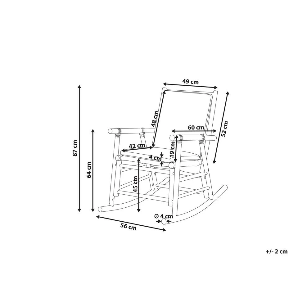 Beliani Schommelstoel FRIGOLE - Lichte Houtkleur Bamboehout - Afbeelding 3
