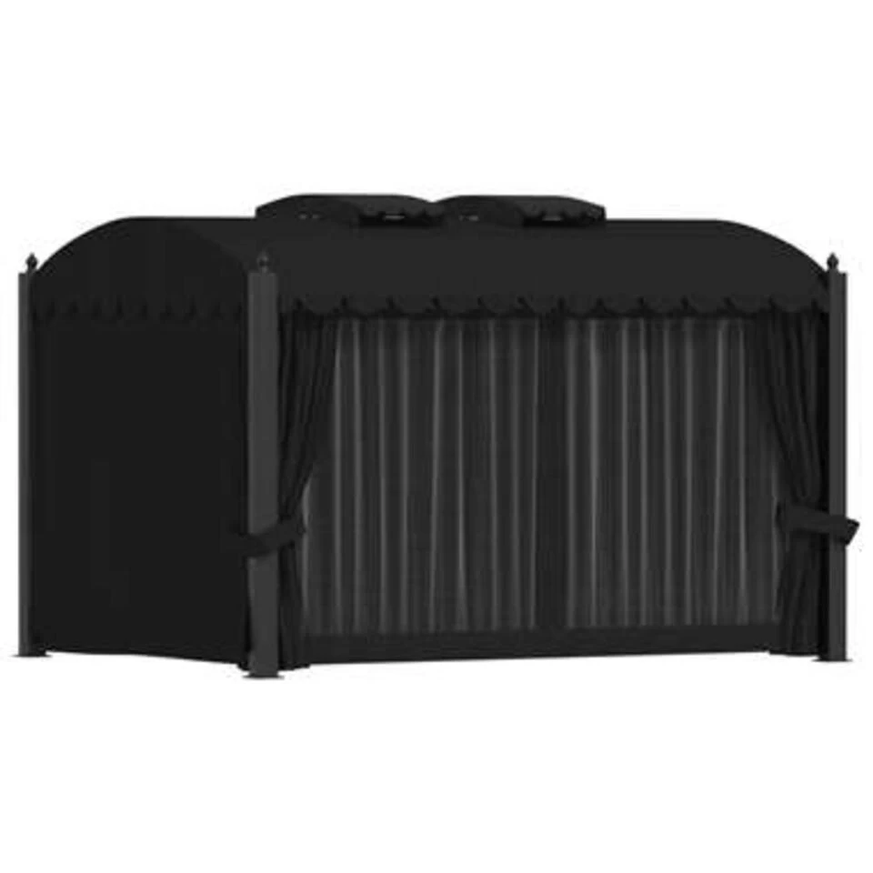 VidaXL Prieel Met Gordijnen 3x4 M Staal Antraciet - Afbeelding 2