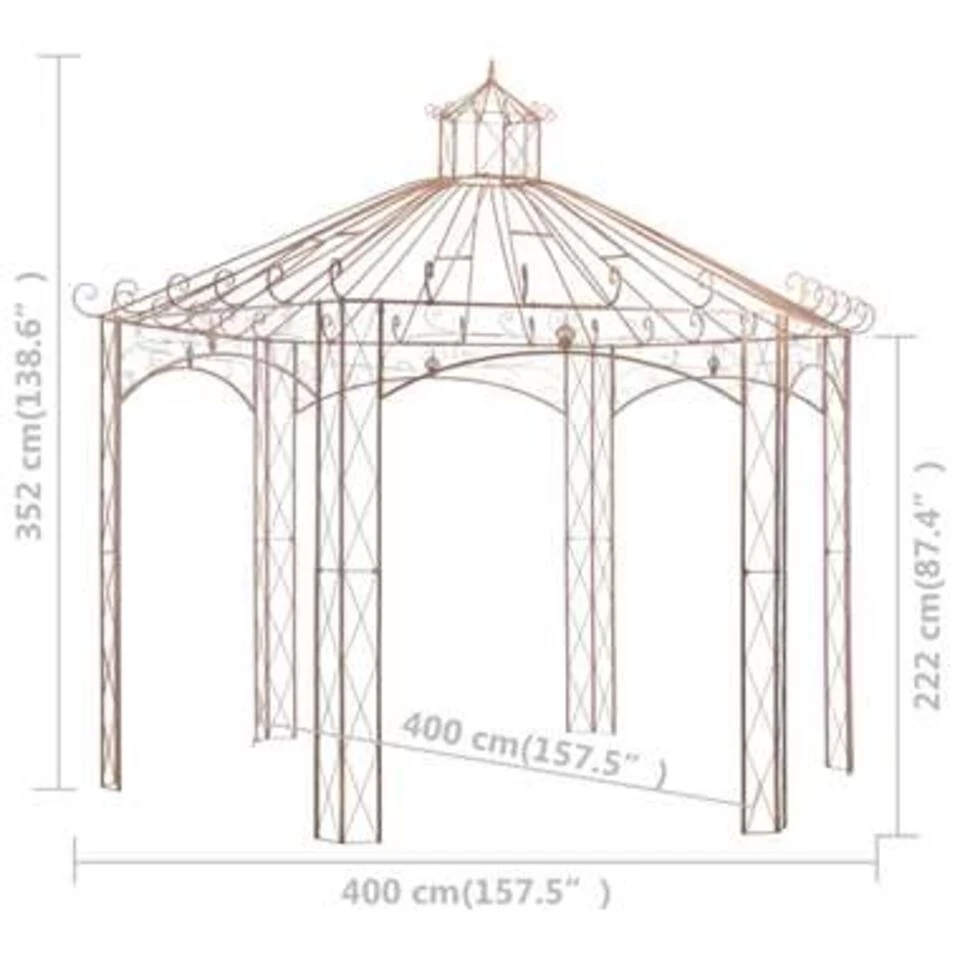 VidaXL Tuinpaviljoen 4 M Ijzer Antiekbruin - Afbeelding 4