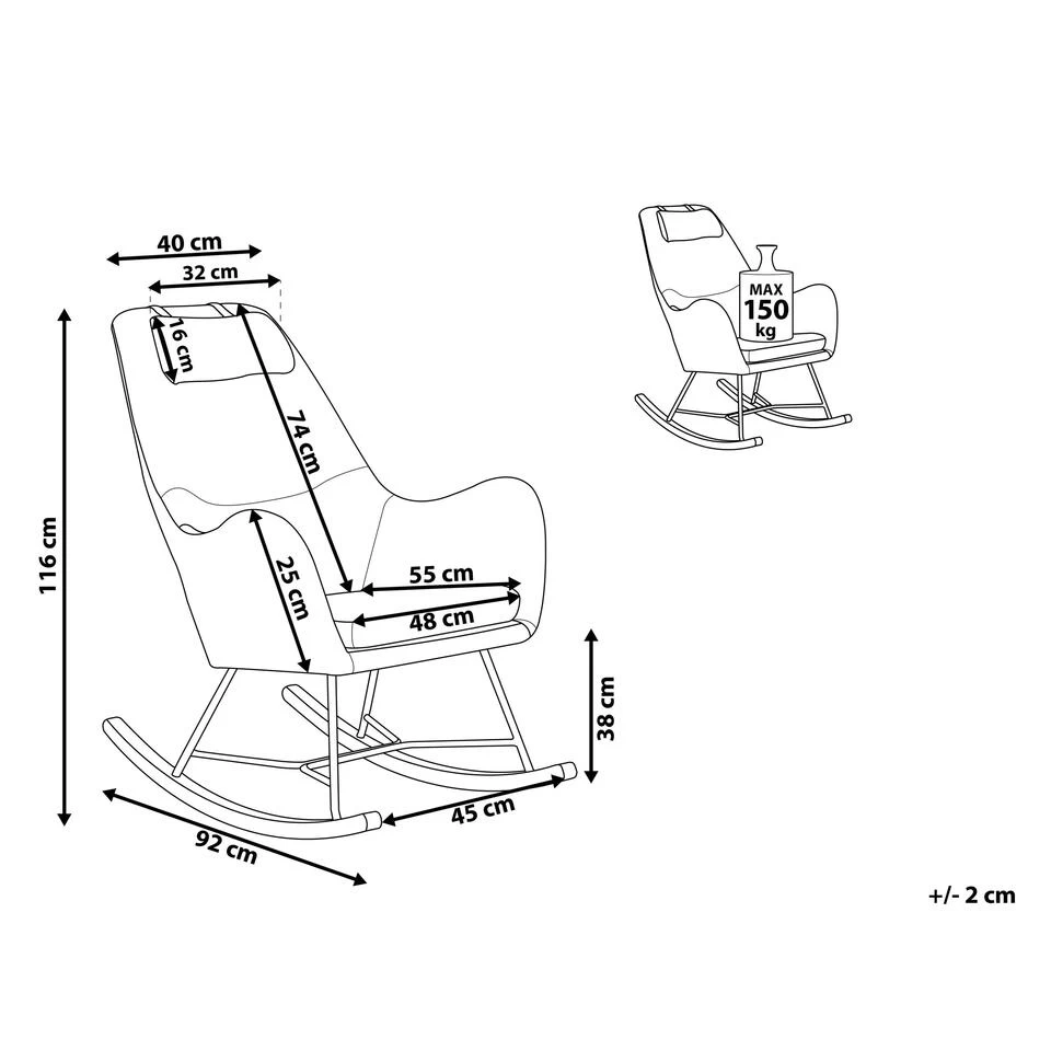 Beliani Schommelstoel ARRIE - Geel Polyester - Afbeelding 3