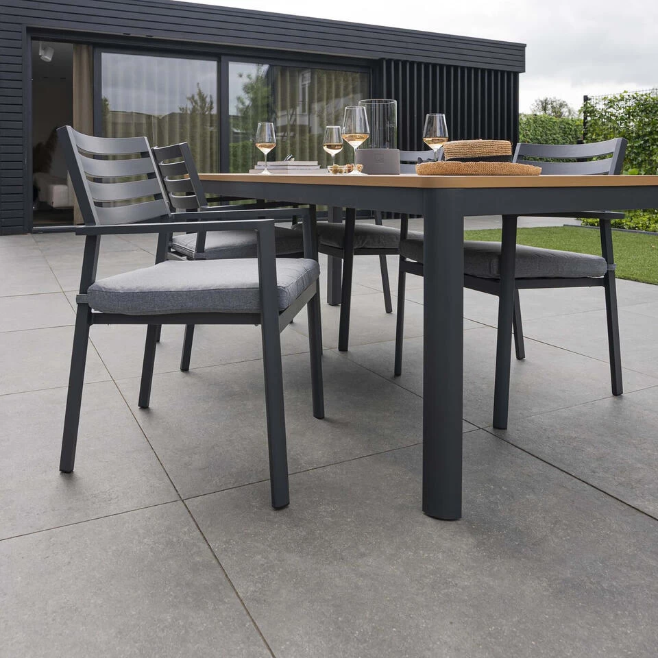 Giga Meubel Stapelbare Tuinstoel Aluminium Antraciet - Zithoogte 43cm - Stoel - Afbeelding 2