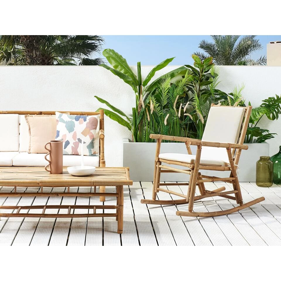 Beliani Schommelstoel FRIGOLE - Lichte Houtkleur Bamboehout - Afbeelding 2