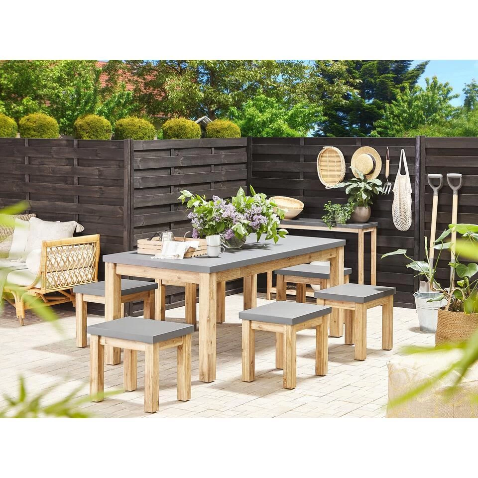 Beliani Tuinstoel OSTUNI - Grijs Vezelcement - Afbeelding 4