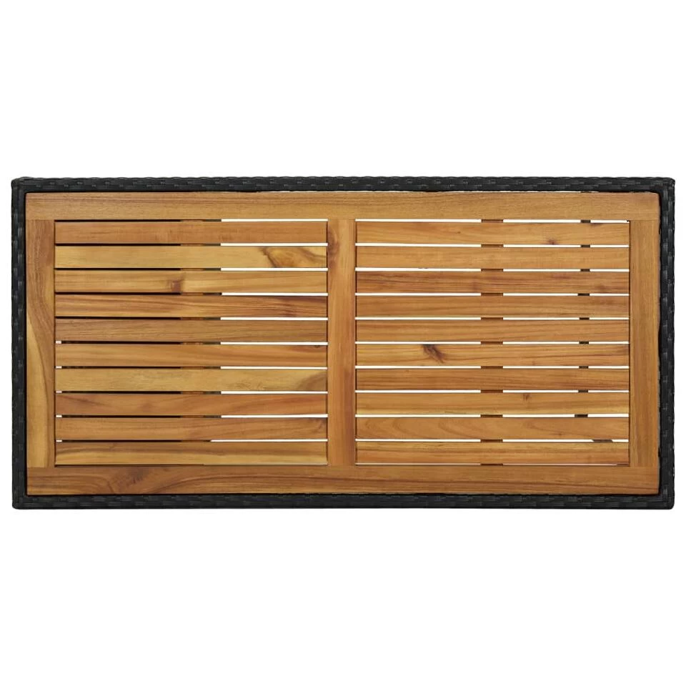 VidaXL Bartafel Met Opbergrek 120x60x110 Cm Poly Rattan Zwart - Afbeelding 4