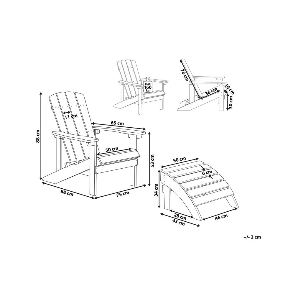 Beliani Tuinstoel ADIRONDACK - Grijs Kunsthout - Afbeelding 2