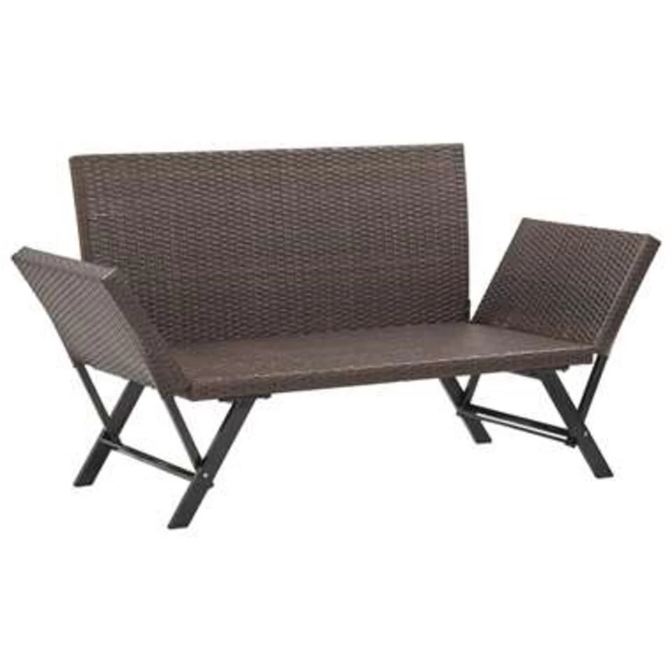 VidaXL Tuinbank Met Kussens 176 Cm Poly Rattan Bruin - Afbeelding 3