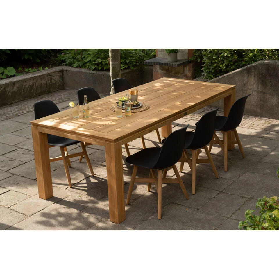 Exotan Tuinstoel Lotus - Teak/Kunststof - Zwart - Set Van 2 - Afbeelding 2