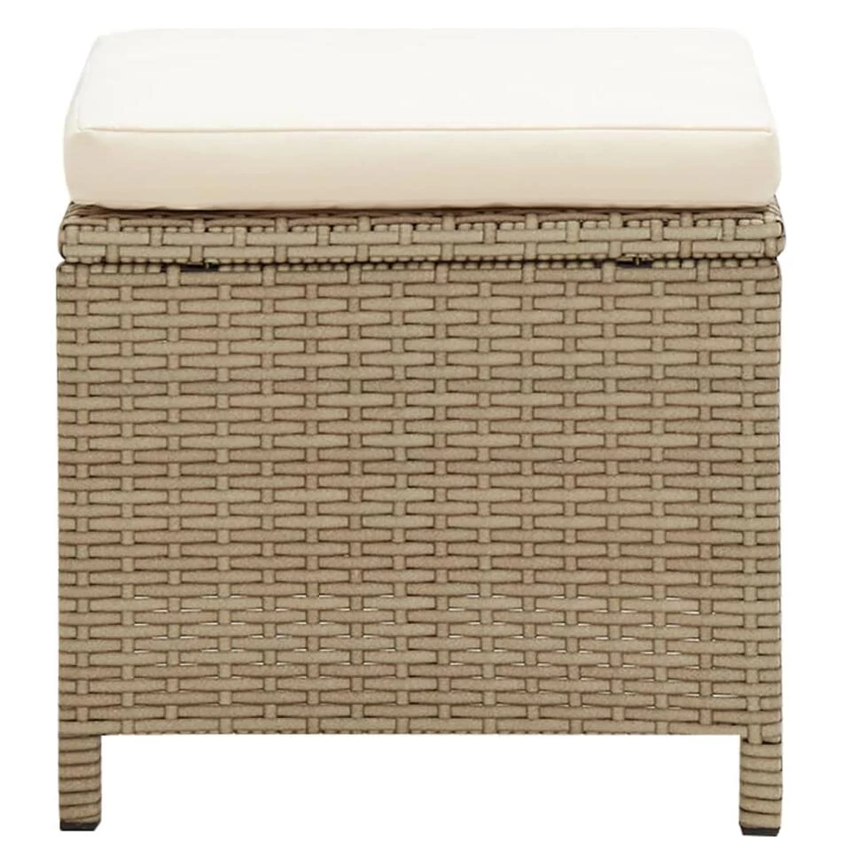 VidaXL Tuinkrukken 2 St Met Kussens Poly Rattan Beige - Afbeelding 3