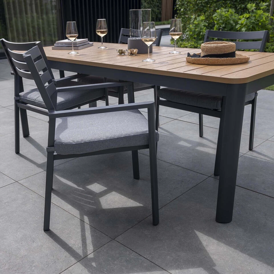 Giga Meubel Stapelbare Tuinstoel Aluminium Antraciet - Zithoogte 43cm - Stoel - Afbeelding 3