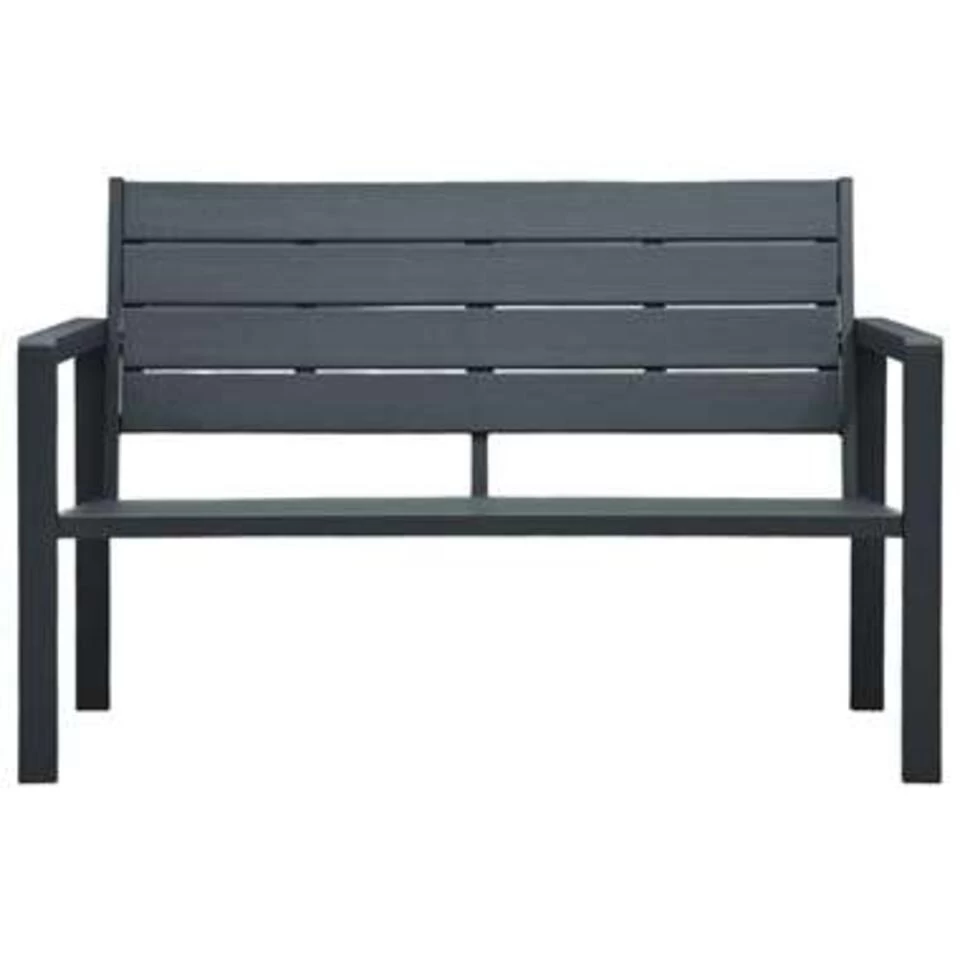 VidaXL Tuinbank Hout-look 120 Cm HDPE Grijs - Afbeelding 3