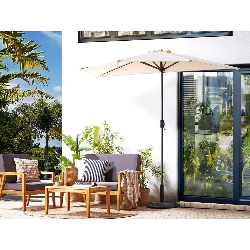 Beliani Halfronde Parasol GALATI - Beige Polyester - Afbeelding 2