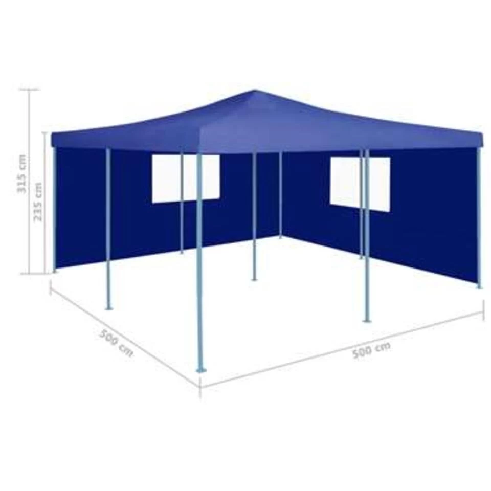 VidaXL Prieel Inklapbaar Met 2 Zijwanden 5x5 M Blauw - Afbeelding 3