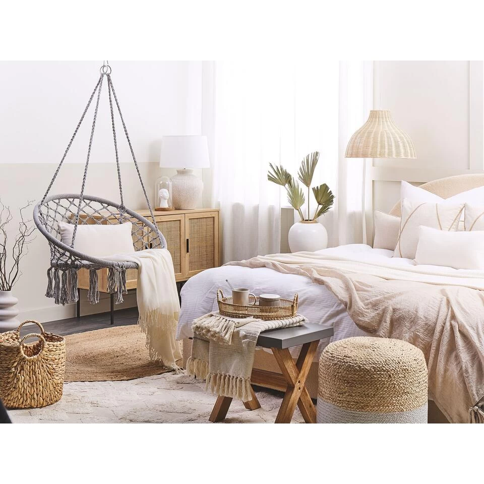 Beliani Hangstoel GABELLA - Grijs Katoen - Afbeelding 4