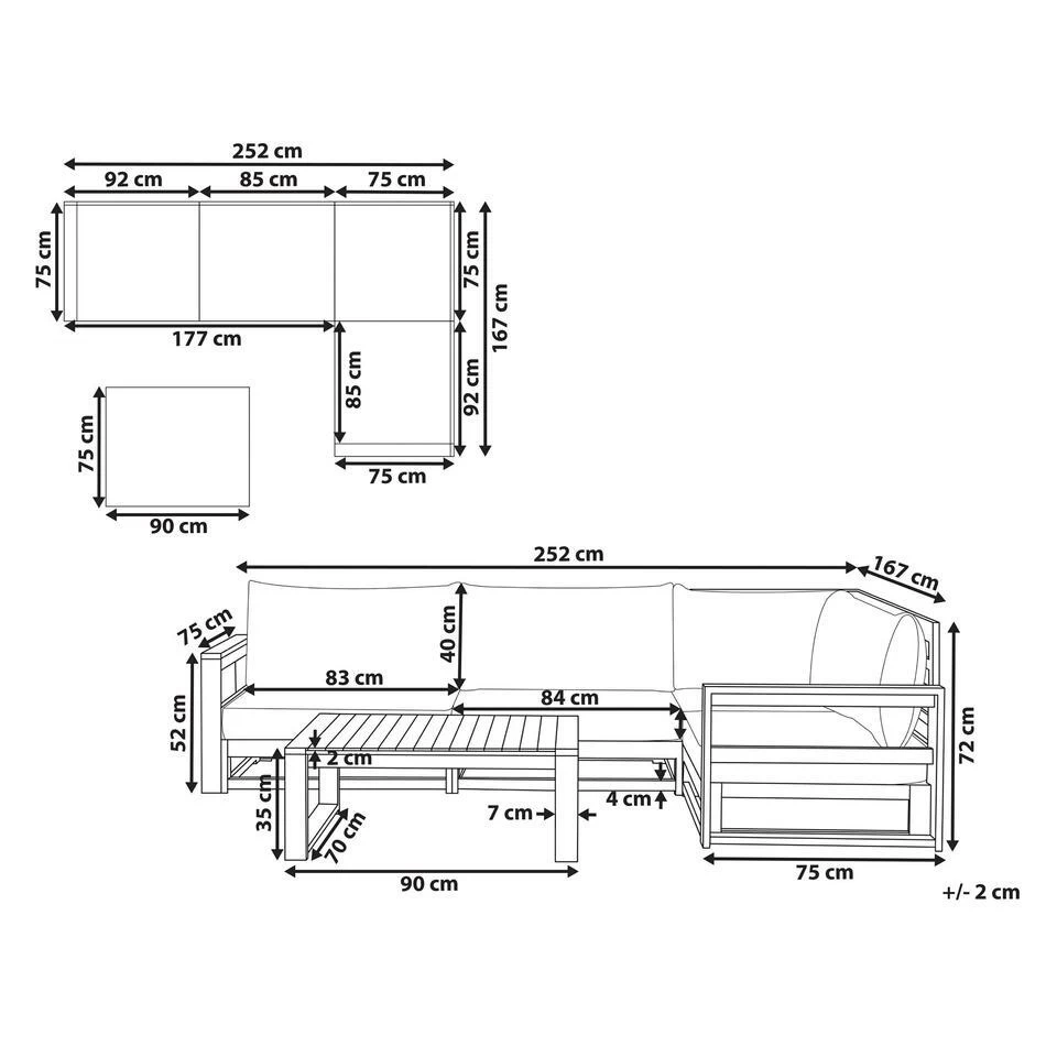 Beliani Loungeset TIMOR - Donkere Houtkleur Acaciahout - Afbeelding 2