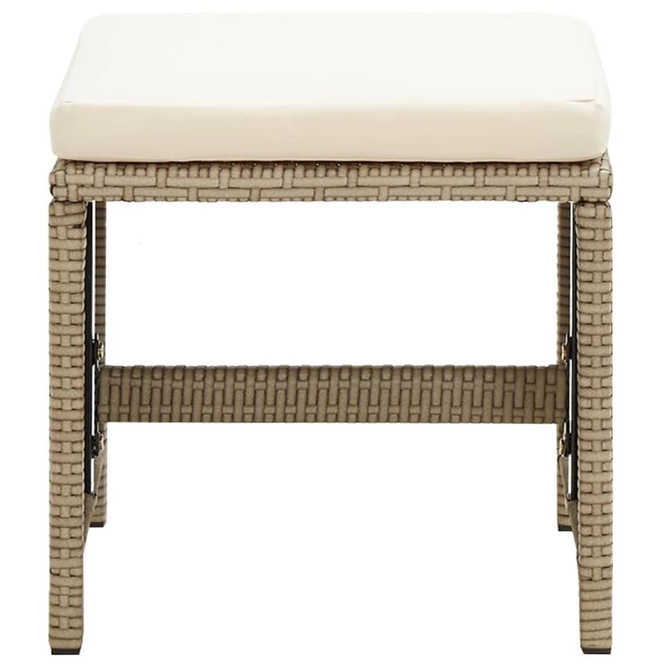 VidaXL Tuinkrukken 2 St Met Kussens Poly Rattan Beige - Afbeelding 4
